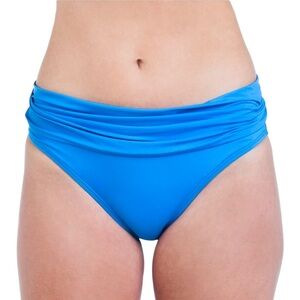 La Blanca Island Goddess Hipster Bikini Bottom Shirred Waist Capri Blue New!